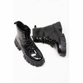 Lace Up Chunky Patent Ankle Boots in Black