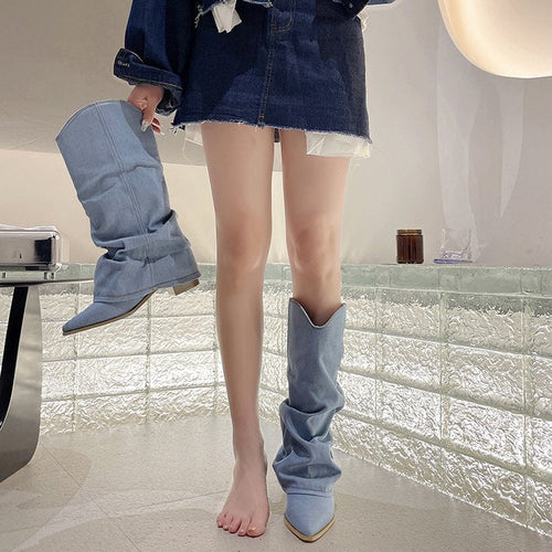 Velvexa™ – High Heel Denim Stretch Boots