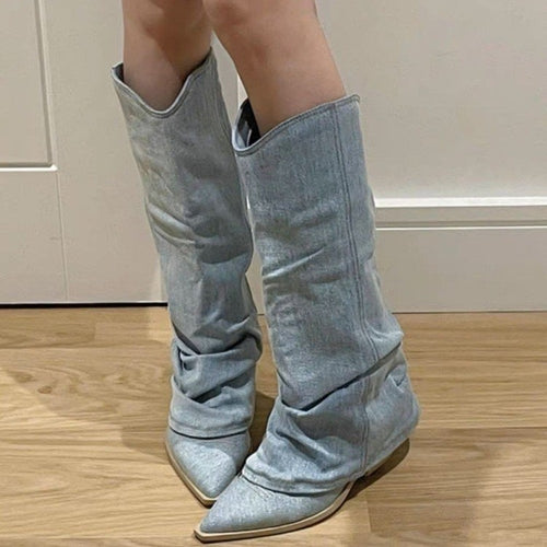 Velvexa™ – High Heel Denim Stretch Boots