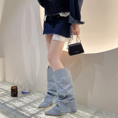 Velvexa™ – High Heel Denim Stretch Boots