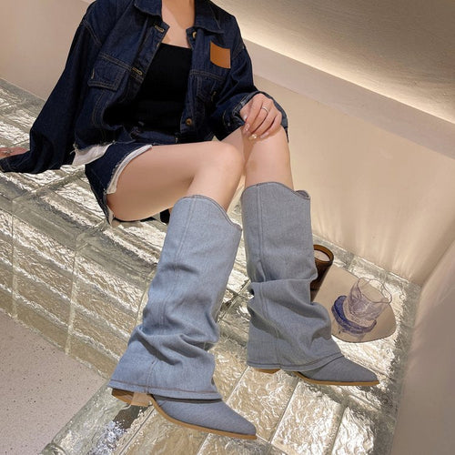 Velvexa™ – High Heel Denim Stretch Boots